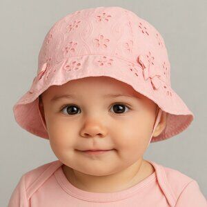 Janie and Jack Pink Eyelet Sun Hat with Bow – NWT (6–12 Months